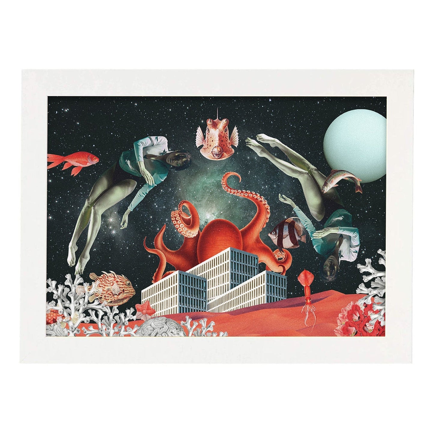 Lamina artistica decorativa con ilustración de Sea Space estilo Collage-Artwork-Nacnic-A3-Marco Blanco-Nacnic Estudio SL