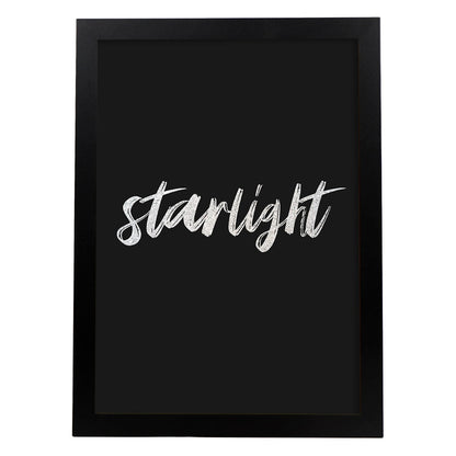 Lamina artistica decorativa con ilustración de starlight estilo Mensaje inspiracional-Artwork-Nacnic-A4-Marco Negro-Nacnic Estudio SL