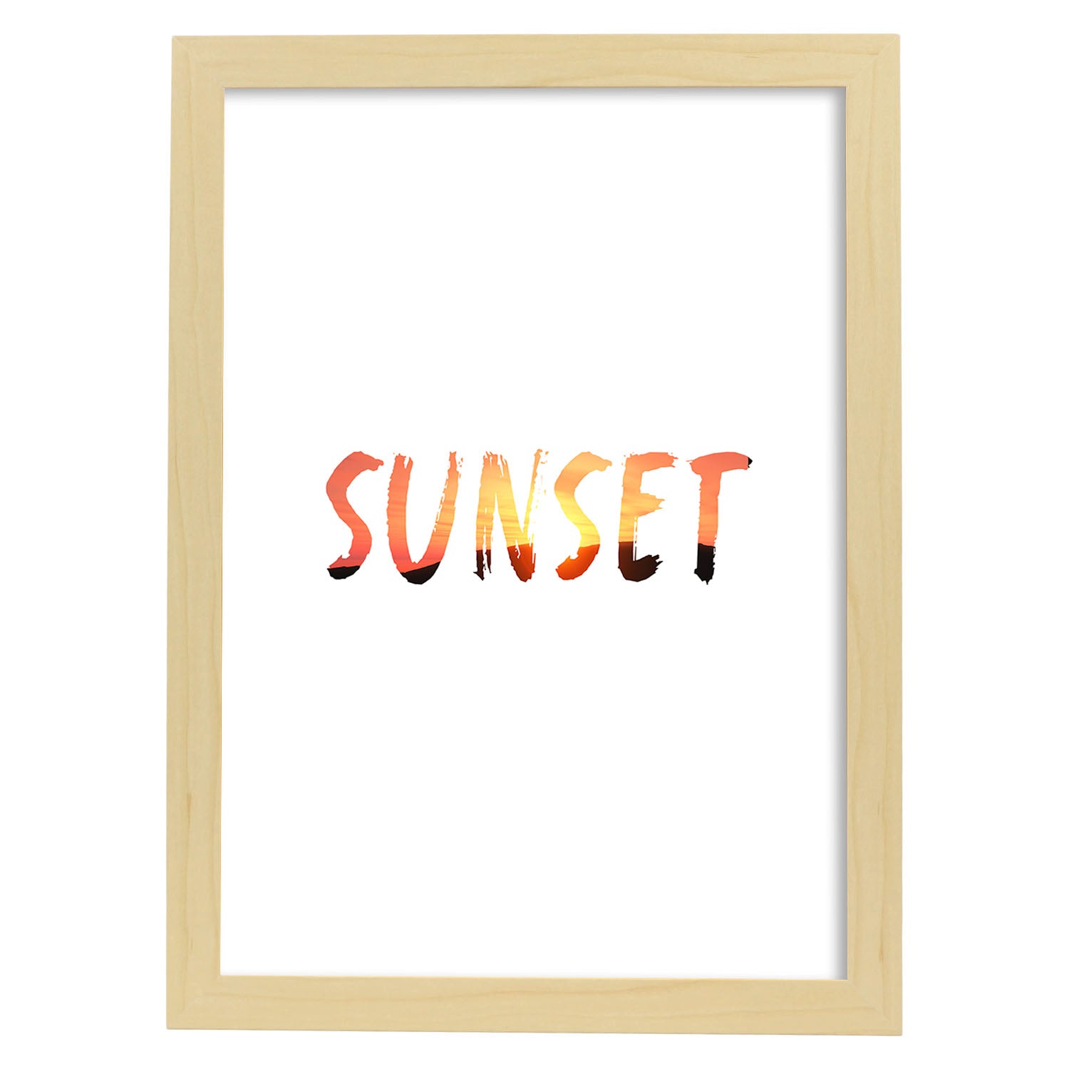 Lamina artistica decorativa con ilustración de sunset estilo Mensaje inspiracional-Artwork-Nacnic-A3-Marco Madera clara-Nacnic Estudio SL