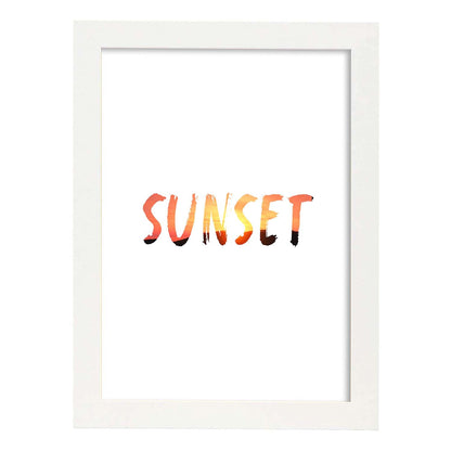 Lamina artistica decorativa con ilustración de sunset estilo Mensaje inspiracional-Artwork-Nacnic-A4-Marco Blanco-Nacnic Estudio SL
