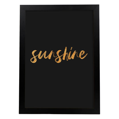 Lamina artistica decorativa con ilustración de sunshine estilo Mensaje inspiracional-Artwork-Nacnic-A4-Marco Negro-Nacnic Estudio SL