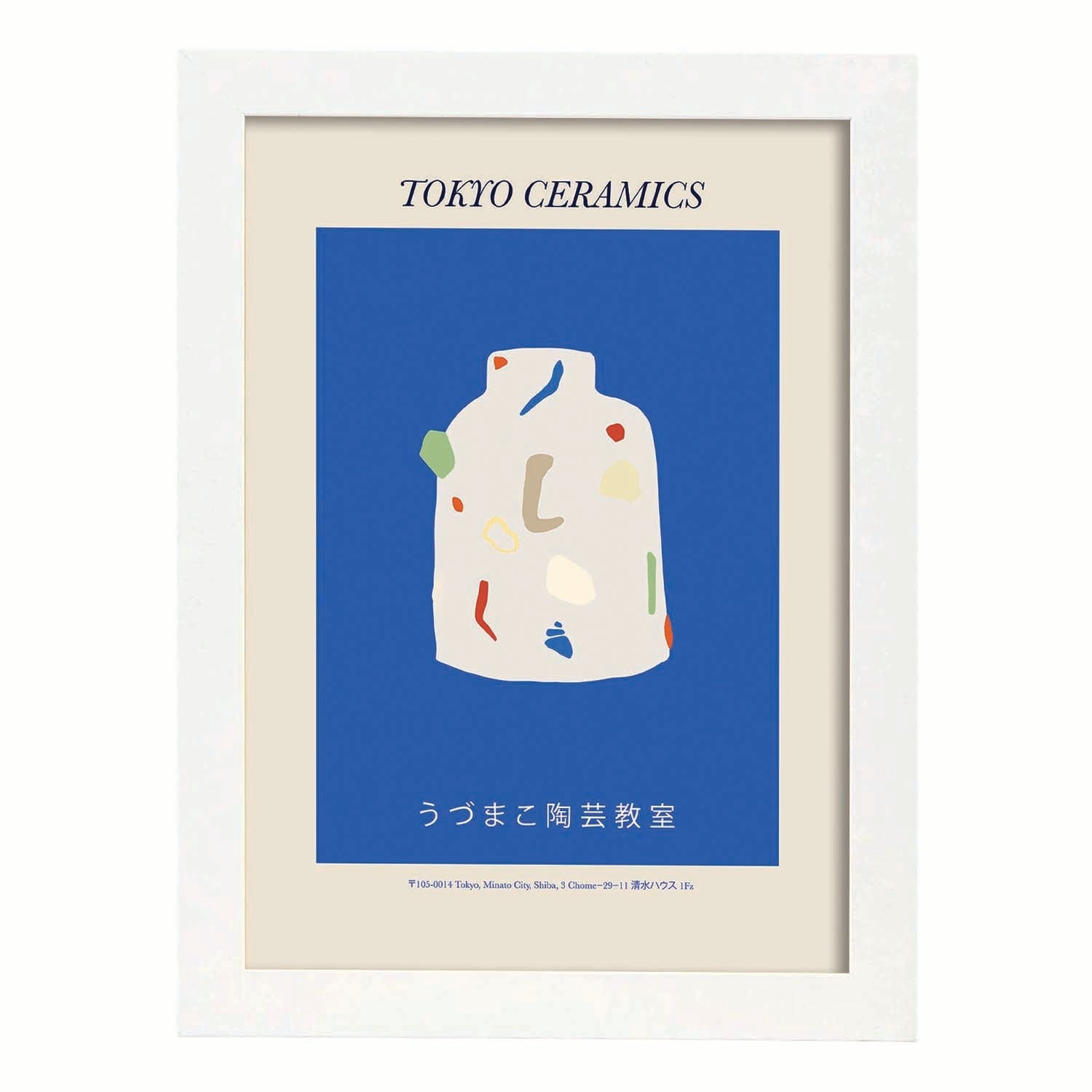 Lamina artistica decorativa con ilustración de Tokio Ceramics-Artwork-Nacnic-A4-Marco Blanco-Nacnic Estudio SL