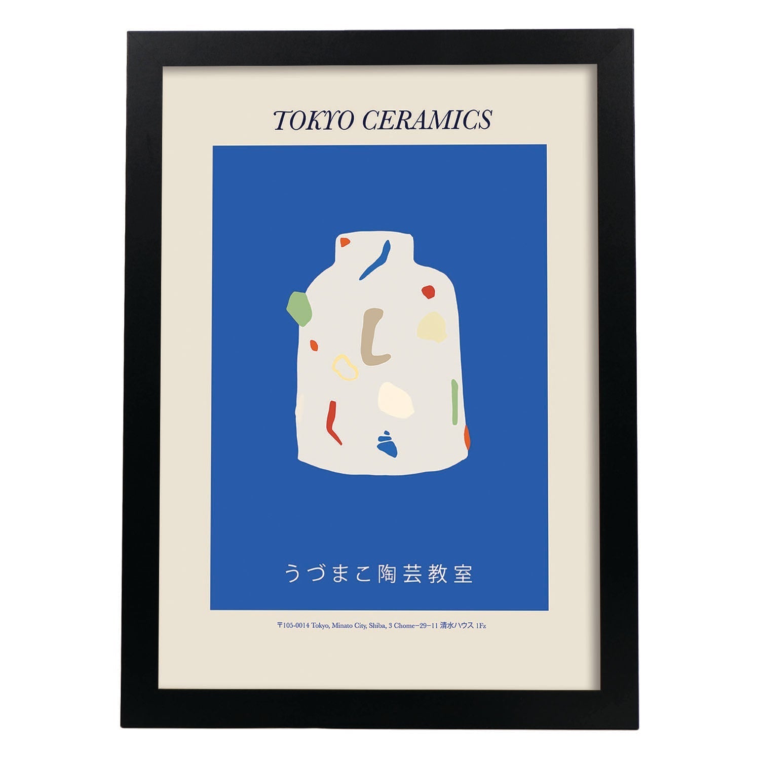 Lamina artistica decorativa con ilustración de Tokio Ceramics-Artwork-Nacnic-A4-Marco Negro-Nacnic Estudio SL