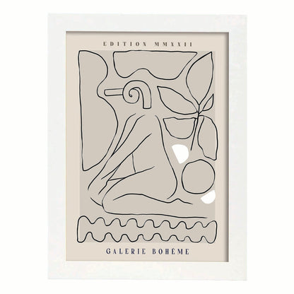 Lamina artistica decorativa con ilustración de Tubo Galerie Boheme-Artwork-Nacnic-A4-Marco Blanco-Nacnic Estudio SL