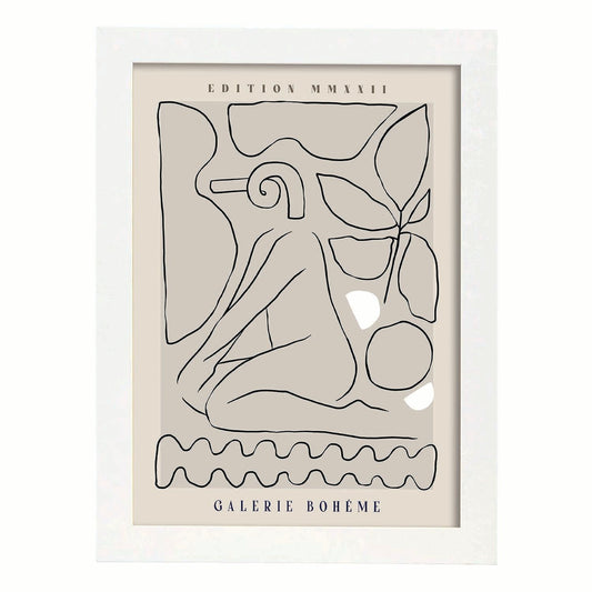 Lamina artistica decorativa con ilustración de Tubo Galerie Boheme-Artwork-Nacnic-A4-Marco Blanco-Nacnic Estudio SL