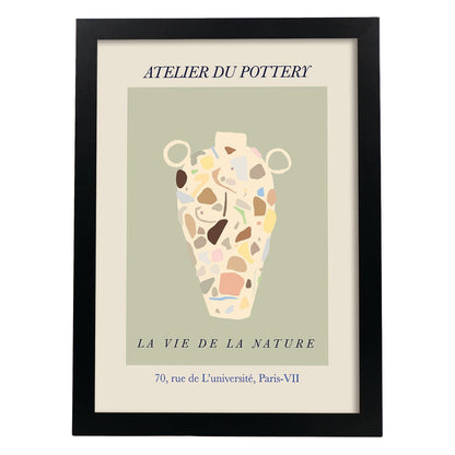 Lamina artistica decorativa con ilustración de Vie de la naturaleza-Artwork-Nacnic-A4-Marco Negro-Nacnic Estudio SL