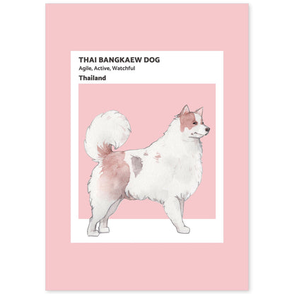 Lámina Bangkaew tailandés. Pósters con ilustraciones de razas de perro en tonos cálidos y pastel.-Artwork-Nacnic-A4-Sin marco-Nacnic Estudio SL