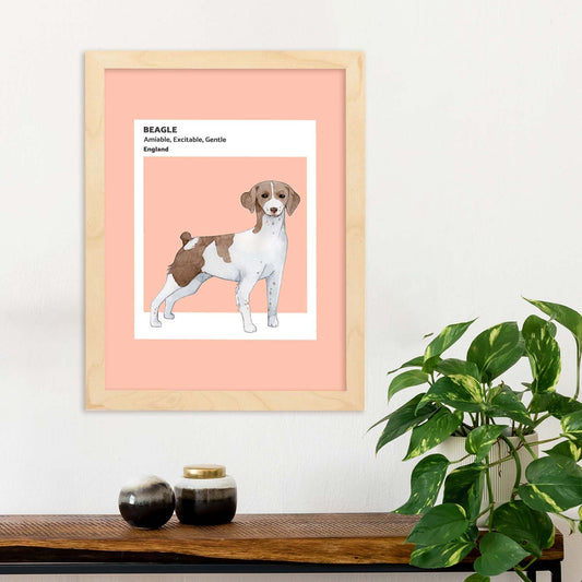 Lámina Beagle. Pósters con ilustraciones de razas de perro en tonos cálidos y pastel.-Artwork-Nacnic-Nacnic Estudio SL