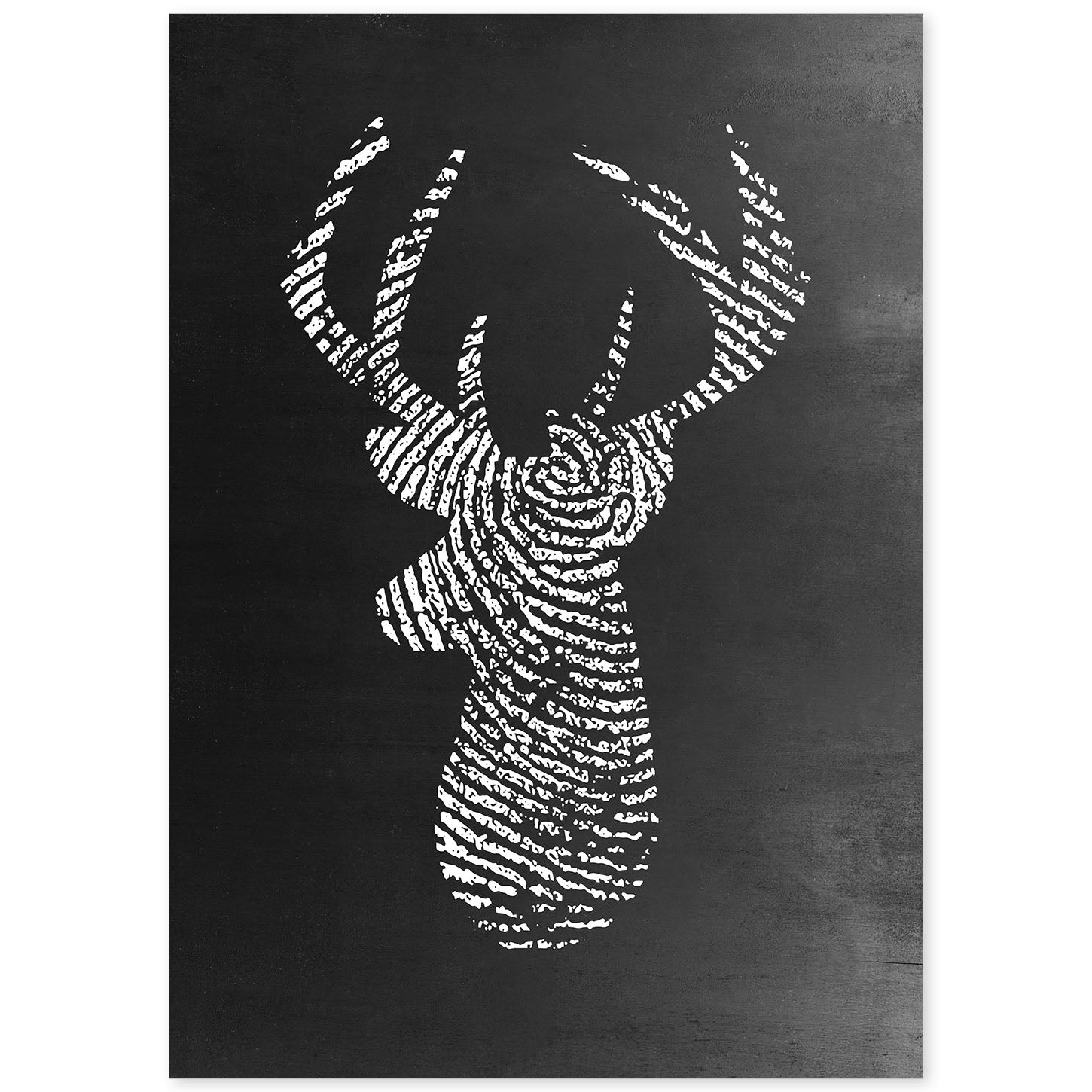 Lámina blanco y negro Ciervo deer en Poster con fondo negro estilo pizarra. Papel 250 gr y tintas de alta calidad.-Artwork-Nacnic-A4-Sin marco-Nacnic Estudio SL