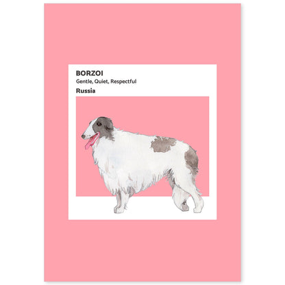 Lámina Borzoi. Pósters con ilustraciones de razas de perro en tonos cálidos y pastel.-Artwork-Nacnic-A4-Sin marco-Nacnic Estudio SL