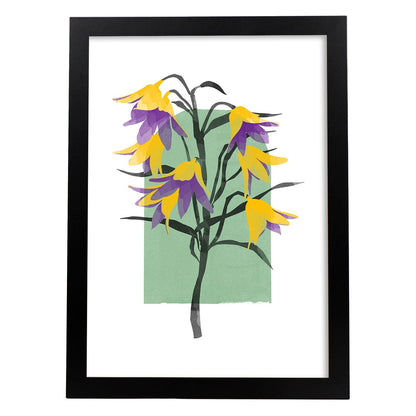 Lámina Botánica acuarela 2. Pósters con ilustraciones de plantas y flores en estilo acuarela.-Artwork-Nacnic-A4-Marco Negro-Nacnic Estudio SL