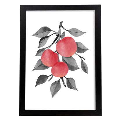 Lámina Botánica acuarela 9. Pósters con ilustraciones de plantas y flores en estilo acuarela.-Artwork-Nacnic-A4-Marco Negro-Nacnic Estudio SL