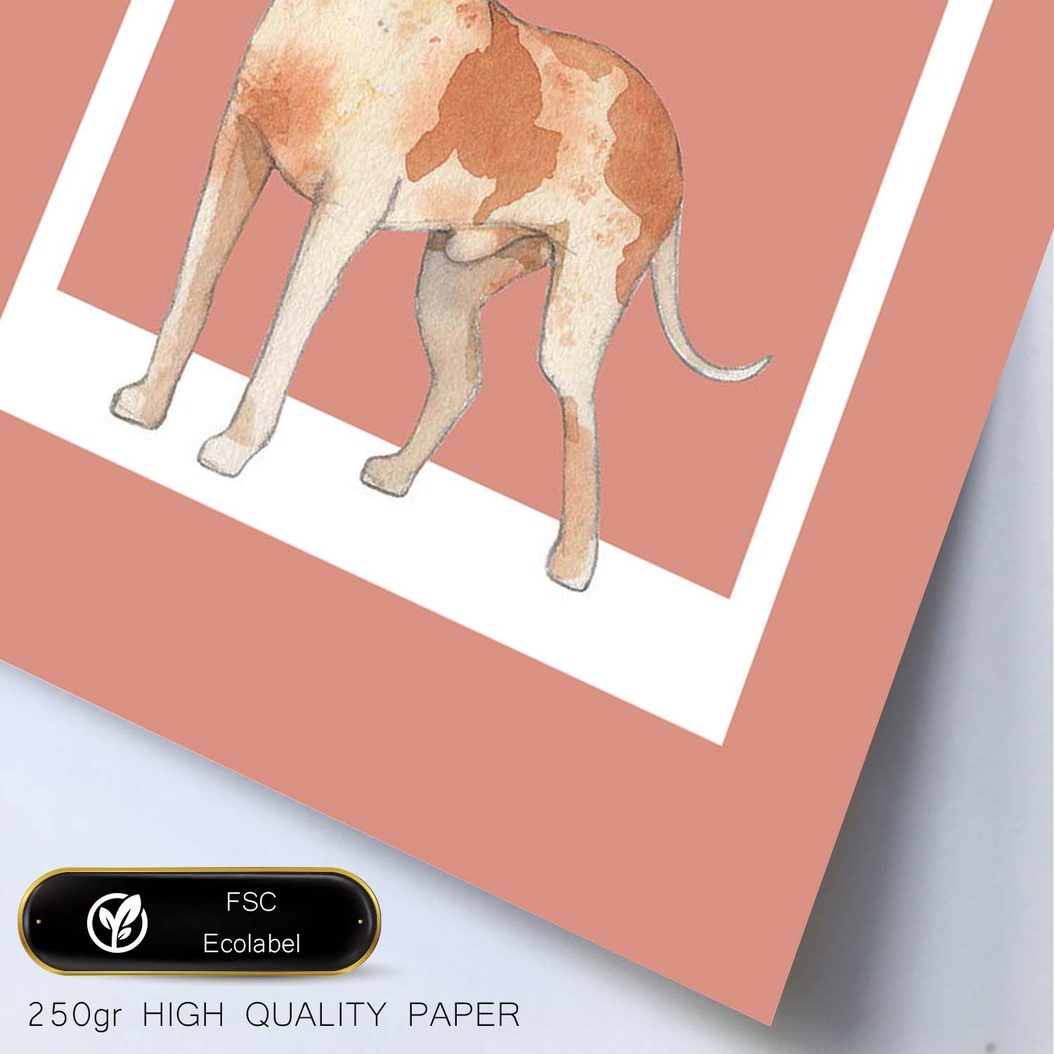 Lámina Braco de Ariège. Pósters con ilustraciones de razas de perro en tonos cálidos y pastel.-Artwork-Nacnic-Nacnic Estudio SL
