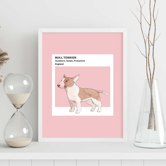 Lámina Bull-Terrier. Pósters con ilustraciones de razas de perro en tonos cálidos y pastel.-Artwork-Nacnic-Nacnic Estudio SL