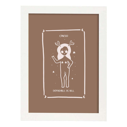 Lámina Cancer. Pósters con ilustraciones femeninas de los signos del zodíaco.-Artwork-Nacnic-A4-Marco Blanco-Nacnic Estudio SL