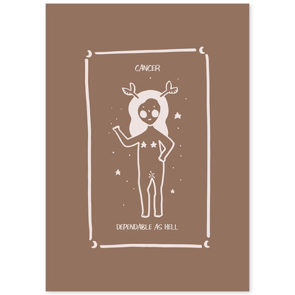 Lámina Cancer. Pósters con ilustraciones femeninas de los signos del zodíaco.-Artwork-Nacnic-A4-Sin marco-Nacnic Estudio SL