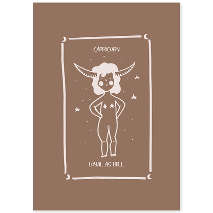 Lámina Capricornio. Pósters con ilustraciones femeninas de los signos del zodíaco.-Artwork-Nacnic-A4-Sin marco-Nacnic Estudio SL