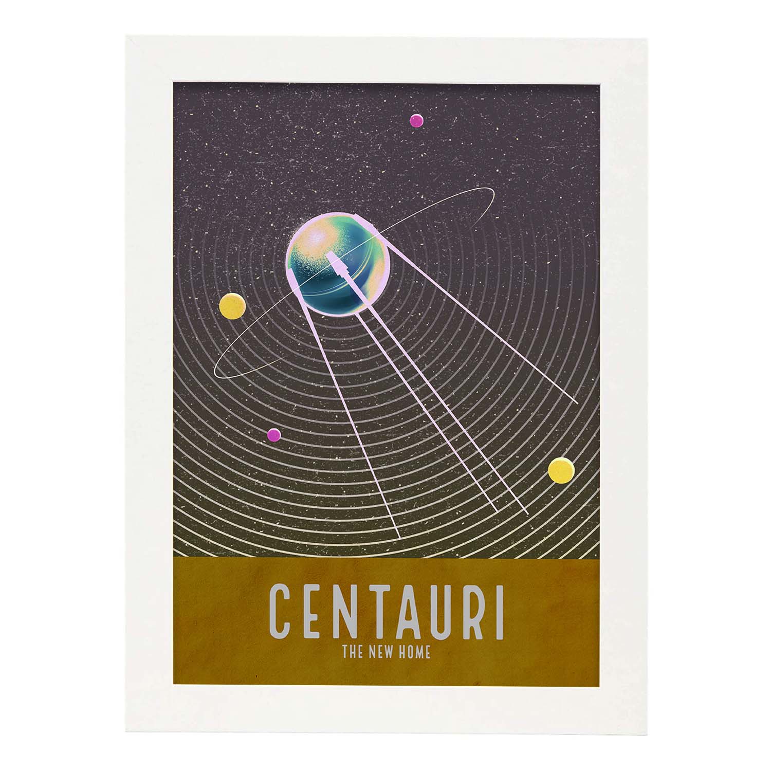 Lámina Centauri. Pósters con detalladas ilustraciones del espacio. Coloridas imágenes de satélites, estrellas y planetas.-Artwork-Nacnic-A3-Marco Blanco-Nacnic Estudio SL