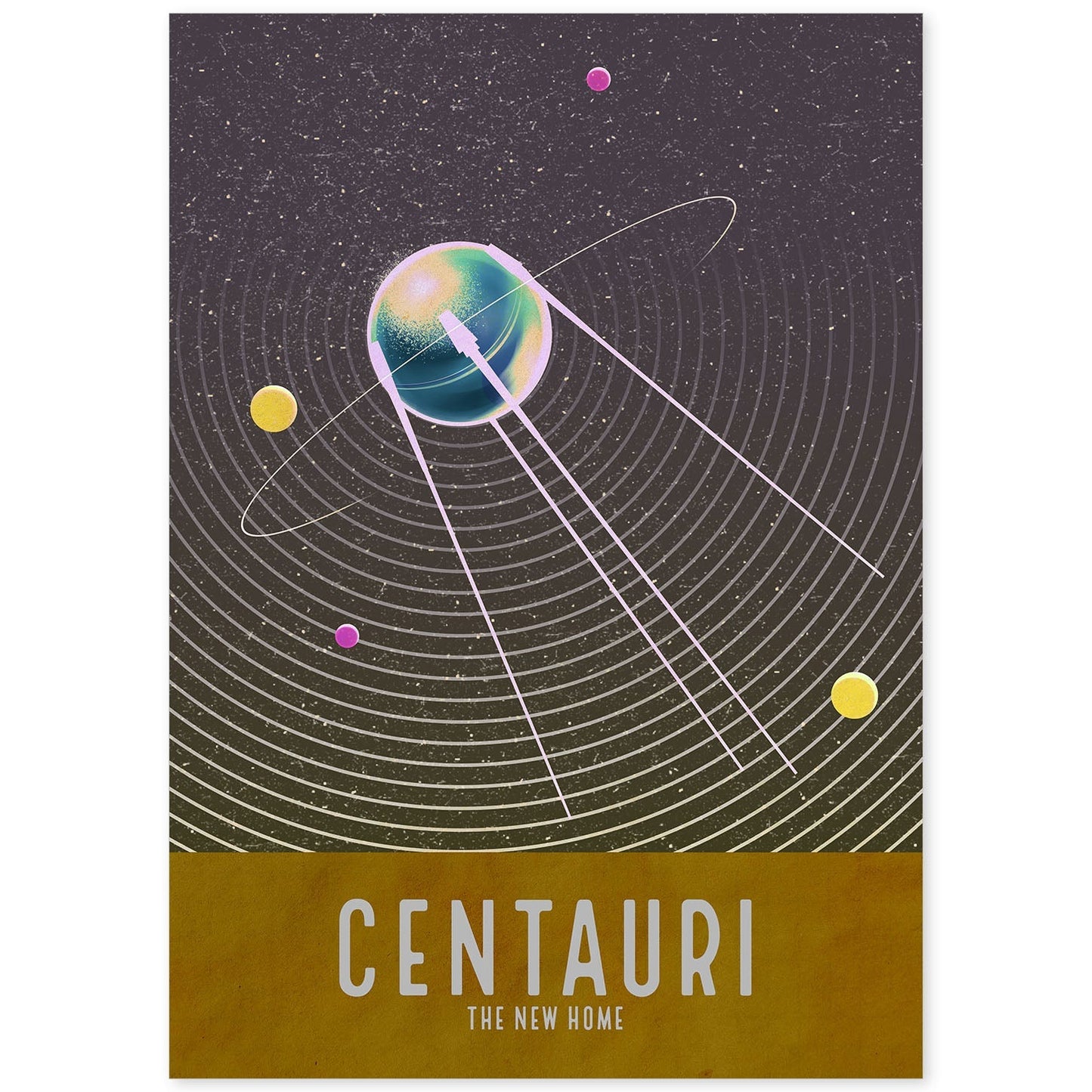 Lámina Centauri. Pósters con detalladas ilustraciones del espacio. Coloridas imágenes de satélites, estrellas y planetas.-Artwork-Nacnic-A4-Sin marco-Nacnic Estudio SL