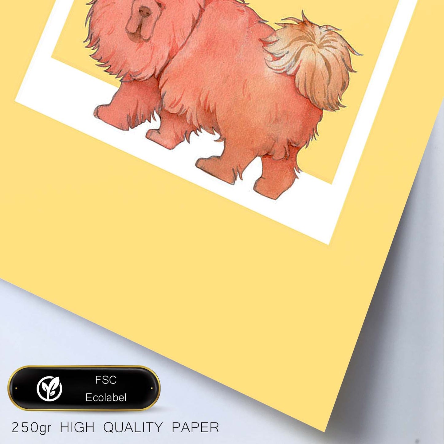Lámina Chow chow. Pósters con ilustraciones de razas de perro en tonos cálidos y pastel.-Artwork-Nacnic-Nacnic Estudio SL