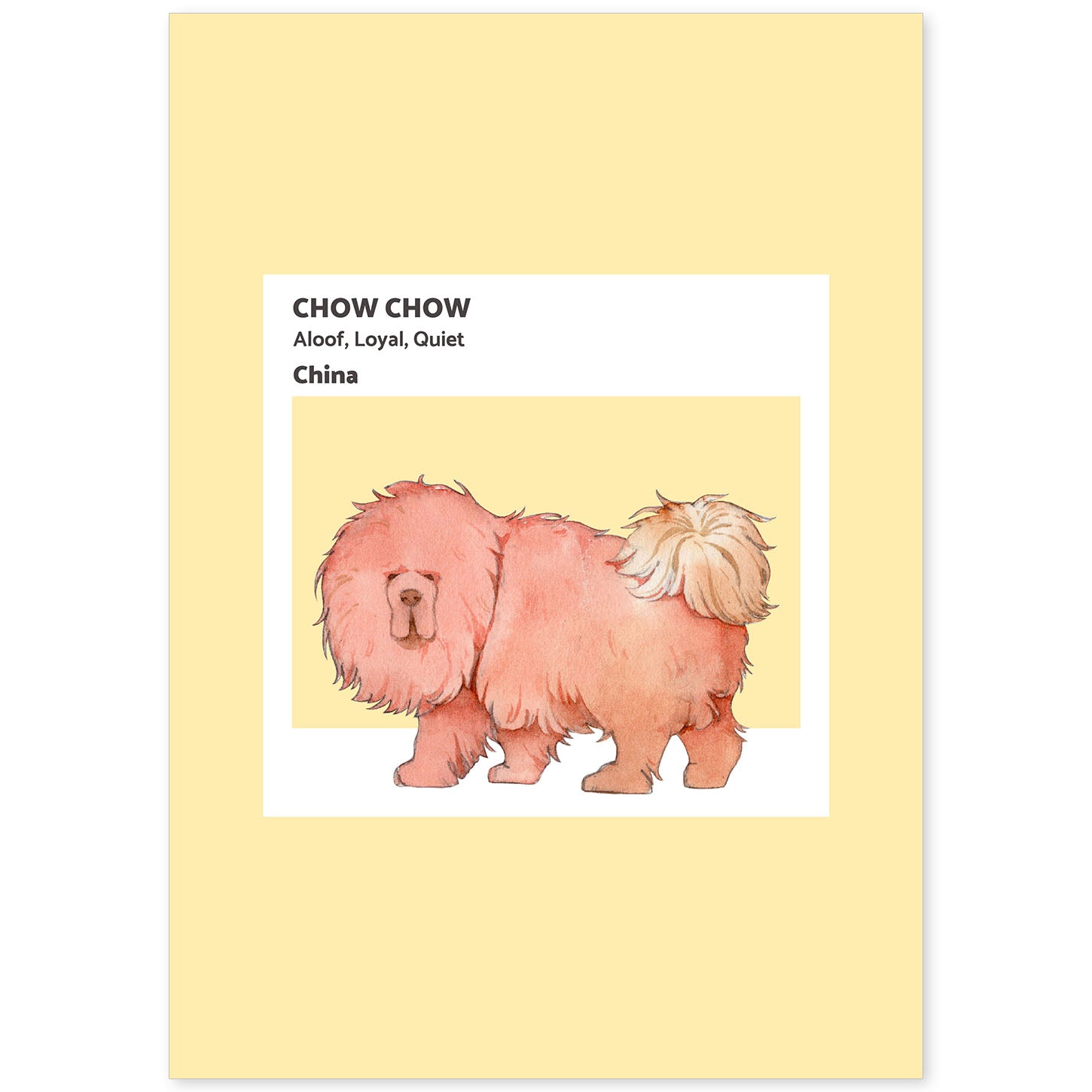 Lámina Chow chow. Pósters con ilustraciones de razas de perro en tonos cálidos y pastel.-Artwork-Nacnic-A4-Sin marco-Nacnic Estudio SL