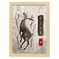 Lámina Ciervo. Pósters en estilo Sumi-E. Imágenes vintage de animales en tonos grises.-Artwork-Nacnic-A3-Marco Madera clara-Nacnic Estudio SL