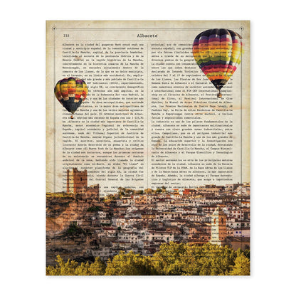Lámina Ciudad de ALBACETE. Estilo Vintage. Ilustración, fotografía y Collage con la Historia DE ALBACETE.-Artwork-Nacnic-A4-Sin marco-Nacnic Estudio SL