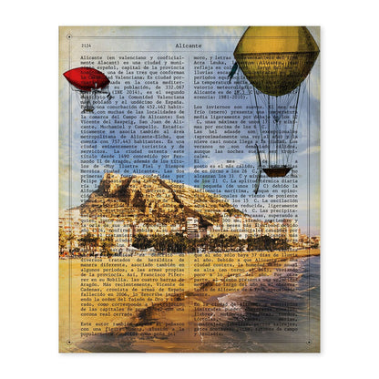 Lámina Ciudad de Alicante. Estilo Vintage. Ilustración, fotografía y Collage con la Historia DE Alicante.-Artwork-Nacnic-A4-Sin marco-Nacnic Estudio SL