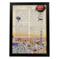 Lámina Ciudad de Barcelona. Estilo Vintage. Ilustración, fotografía y Collage con la Historia DE Barcelona.-Artwork-Nacnic-A4-Marco Negro-Nacnic Estudio SL