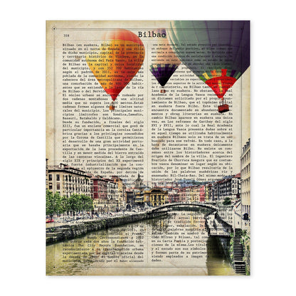 Lámina Ciudad de Bilbao. Estilo Vintage. Ilustración con la Historia DE Bilbao.-Artwork-Nacnic-A4-Sin marco-Nacnic Estudio SL