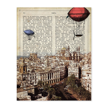Lámina Ciudad de Cadiz. Estilo Vintage. Ilustración, fotografía y Collage con la Historia DE Cadiz.-Artwork-Nacnic-A4-Sin marco-Nacnic Estudio SL