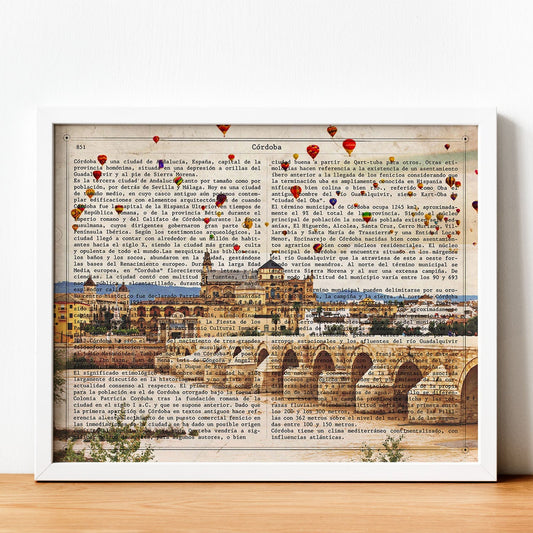 Lámina Ciudad de Cordoba. Estilo Vintage. Ilustración, fotografía y Collage con la Historia DE Cordoba.-Artwork-Nacnic-Nacnic Estudio SL