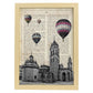 Lámina Ciudad de LUGO. Estilo Vintage. Ilustración, fotografía y Collage con la Historia DE LUGO.-Artwork-Nacnic-A4-Marco Madera clara-Nacnic Estudio SL