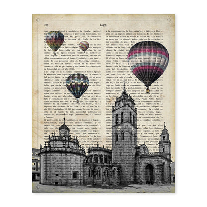 Lámina Ciudad de LUGO. Estilo Vintage. Ilustración, fotografía y Collage con la Historia DE LUGO.-Artwork-Nacnic-A4-Sin marco-Nacnic Estudio SL