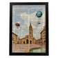 Lámina Ciudad de Oviedo. Estilo Vintage. Ilustración, fotografía y Collage con la Historia DE Oviedo.-Artwork-Nacnic-A4-Marco Negro-Nacnic Estudio SL