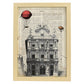 Lámina Ciudad de Pamplona. Estilo Vintage. Ilustración, fotografía y Collage con la Historia DE Pamplona.-Artwork-Nacnic-A4-Marco Madera clara-Nacnic Estudio SL