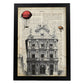 Lámina Ciudad de Pamplona. Estilo Vintage. Ilustración, fotografía y Collage con la Historia DE Pamplona.-Artwork-Nacnic-A4-Marco Negro-Nacnic Estudio SL