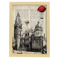 Lámina Ciudad de Toledo. Estilo Vintage. Ilustración, fotografía y Collage con la Historia DE Toledo.-Artwork-Nacnic-A4-Marco Madera clara-Nacnic Estudio SL
