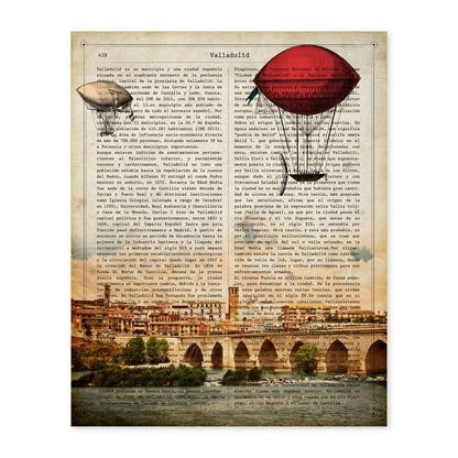 Lámina Ciudad de Valladolid. Estilo Vintage. Ilustración, fotografía y Collage con la Historia DE Valladolid.-Artwork-Nacnic-A4-Sin marco-Nacnic Estudio SL