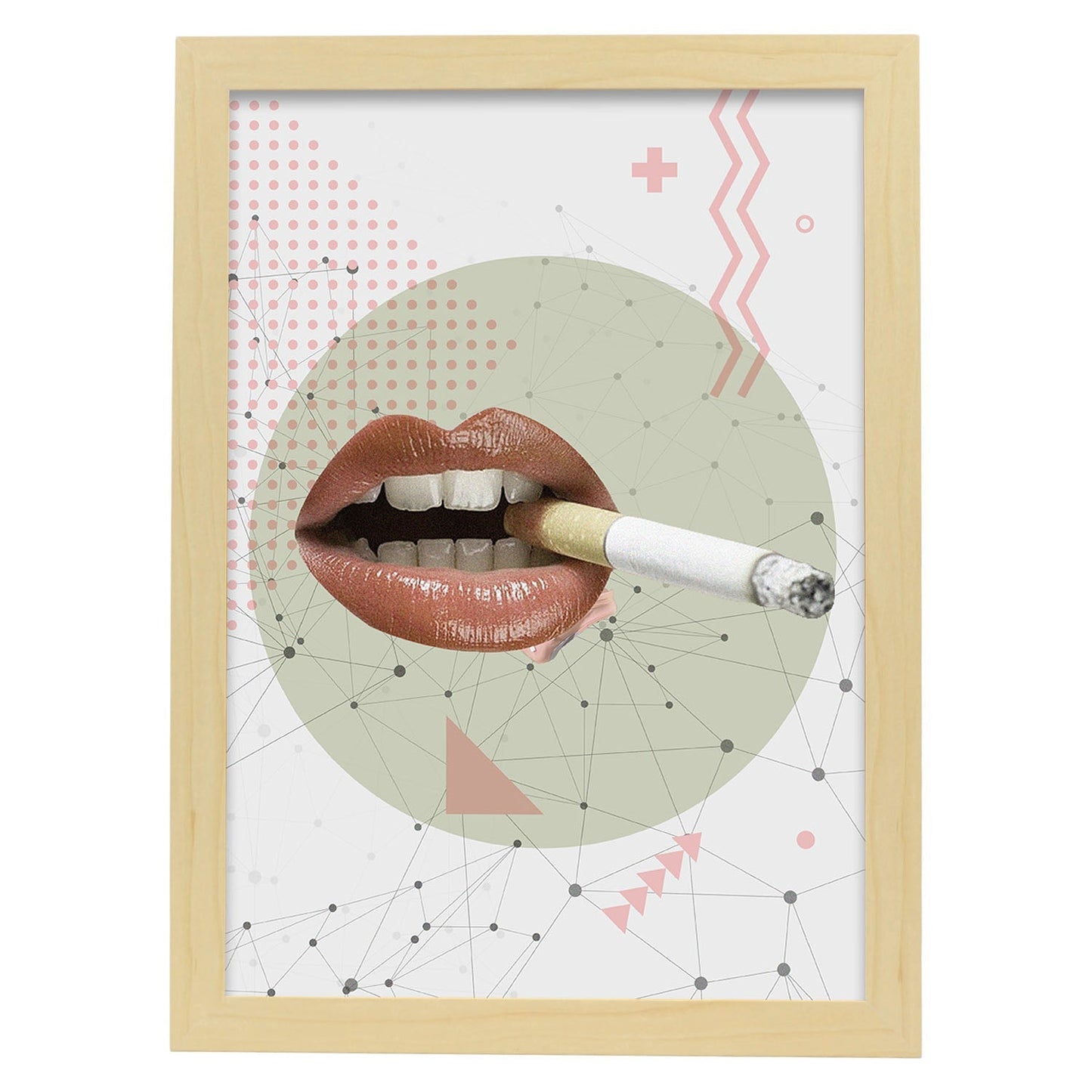 Lámina collage Cigarrillo poster papel 250 gr alta calidad-Artwork-Nacnic-A3-Marco Madera clara-Nacnic Estudio SL
