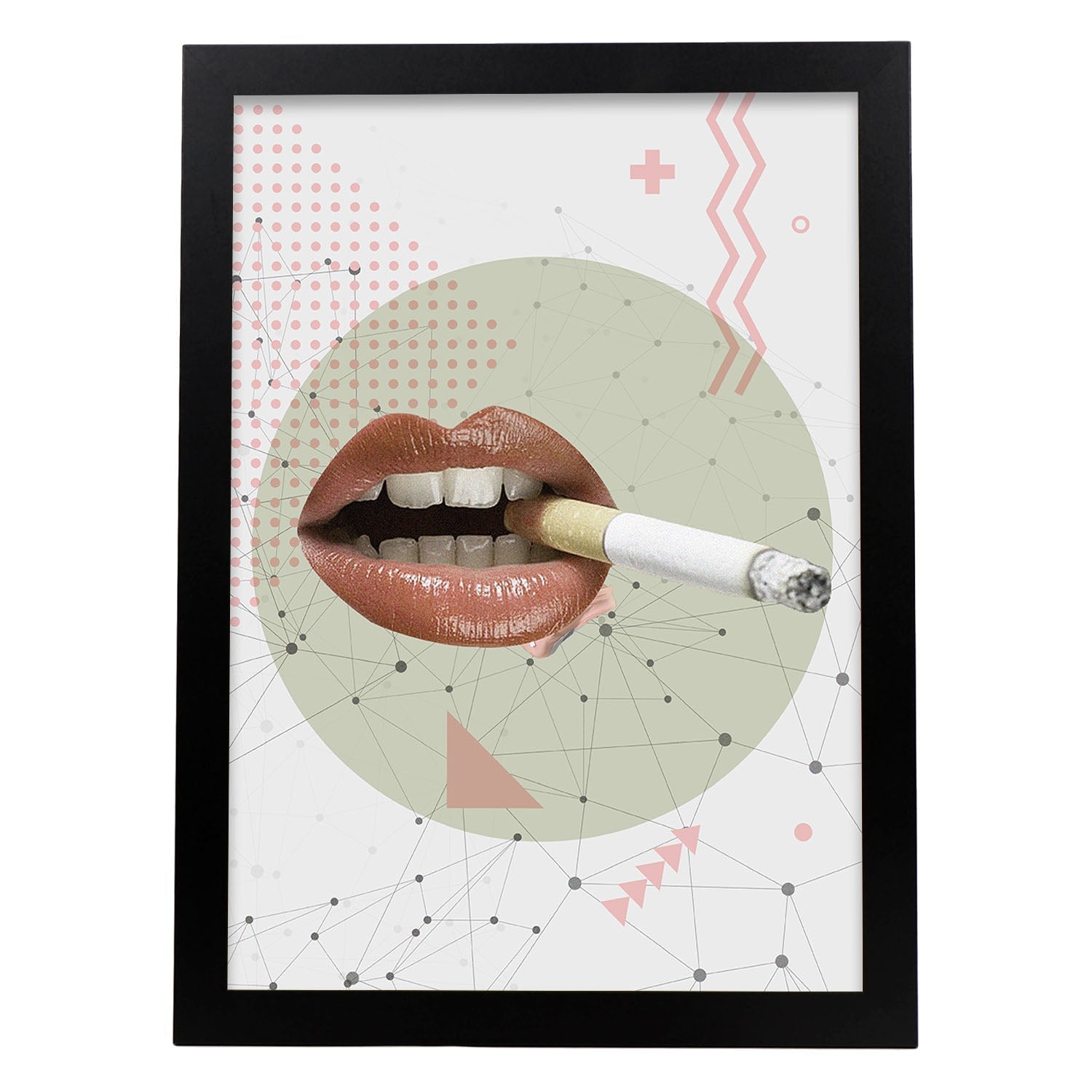Lámina collage Cigarrillo poster papel 250 gr alta calidad-Artwork-Nacnic-A3-Marco Negro-Nacnic Estudio SL