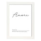 Lámina con definicion de palabras en italiano. Poster 'Amore' de palabras con definiciones.-Artwork-Nacnic-A3-Marco Blanco-Nacnic Estudio SL