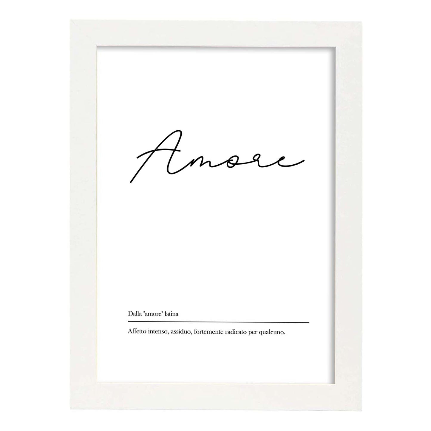 Lámina con definicion de palabras en italiano. Poster 'Amore' de palabras con definiciones.-Artwork-Nacnic-A3-Marco Blanco-Nacnic Estudio SL