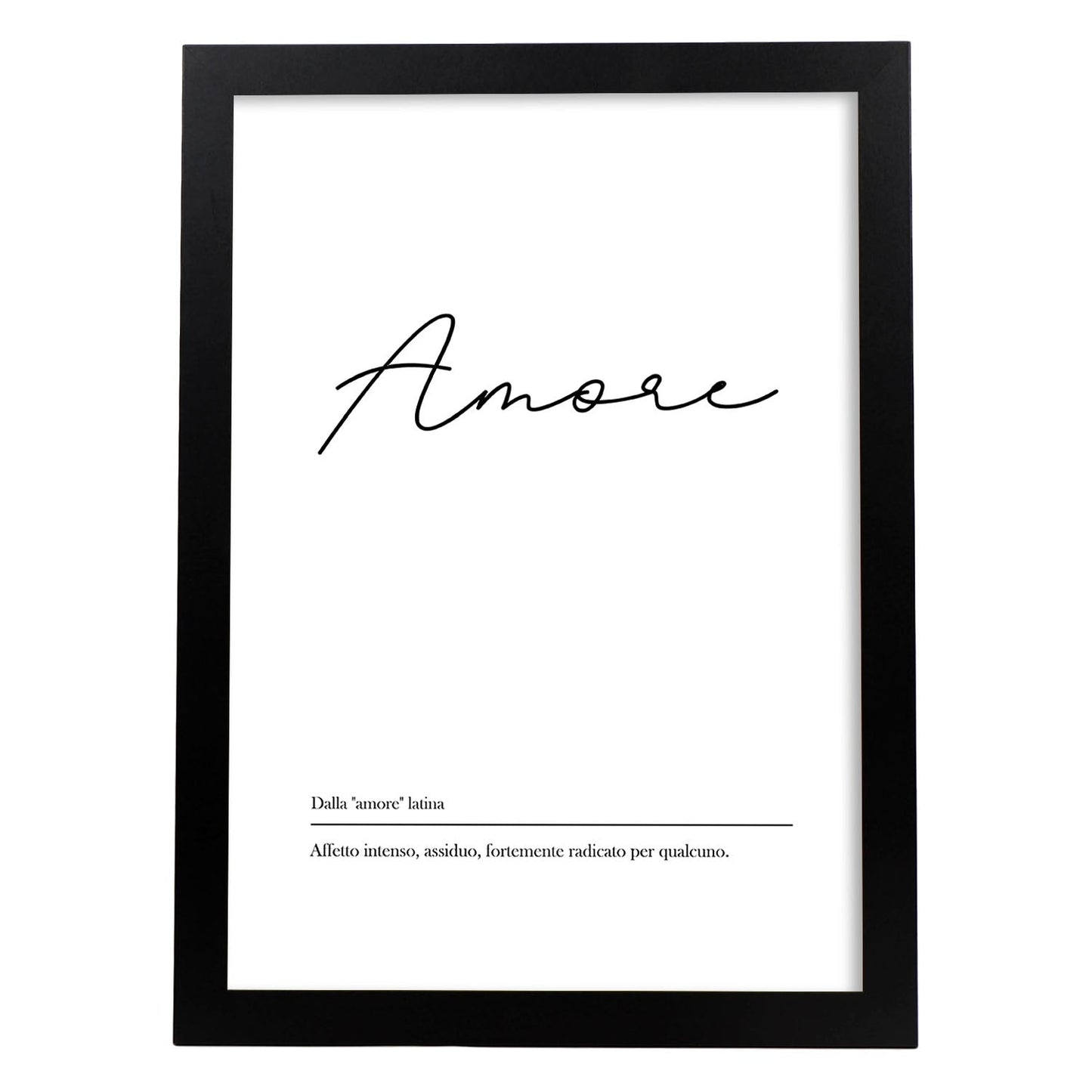 Lámina con definicion de palabras en italiano. Poster 'Amore' de palabras con definiciones.-Artwork-Nacnic-A4-Marco Negro-Nacnic Estudio SL