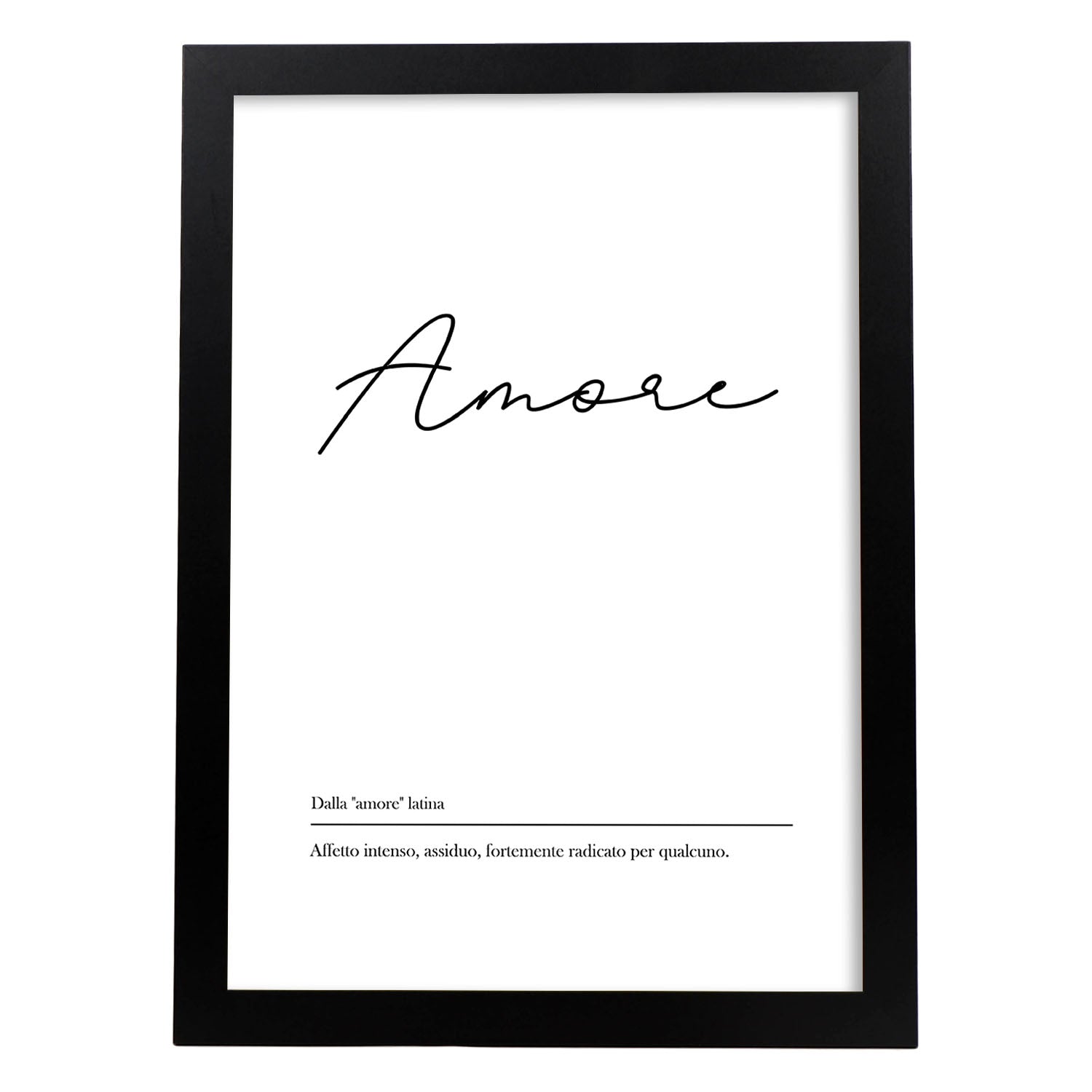 Lámina con definicion de palabras en italiano. Poster 'Amore' de palabras con definiciones.-Artwork-Nacnic-A4-Marco Negro-Nacnic Estudio SL