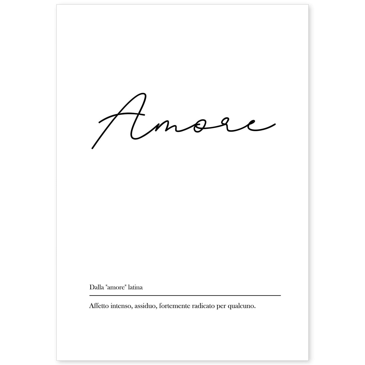 Lámina con definicion de palabras en italiano. Poster 'Amore' de palabras con definiciones.-Artwork-Nacnic-A4-Sin marco-Nacnic Estudio SL