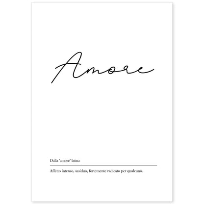 Lámina con definicion de palabras en italiano. Poster 'Amore' de palabras con definiciones.-Artwork-Nacnic-A4-Sin marco-Nacnic Estudio SL