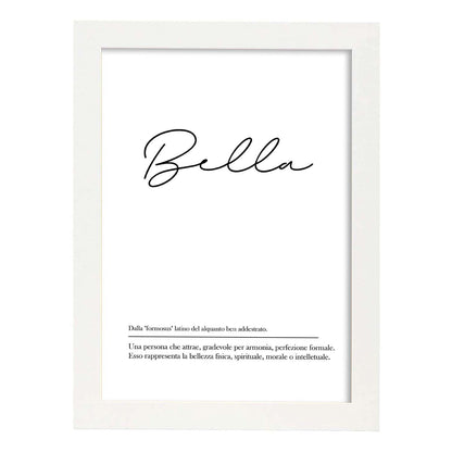 Lámina con definicion de palabras en italiano. Poster 'Bello' de palabras con definiciones.-Artwork-Nacnic-A4-Marco Blanco-Nacnic Estudio SL