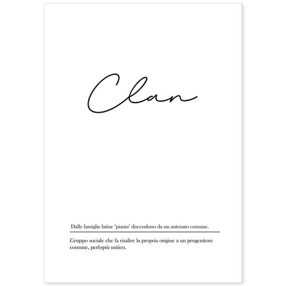 Lámina con definicion de palabras en italiano. Poster 'Clan' de palabras con definiciones.-Artwork-Nacnic-A4-Sin marco-Nacnic Estudio SL