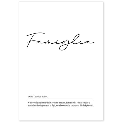 Lámina con definicion de palabras en italiano. Poster 'Famiglia' de palabras con definiciones.-Artwork-Nacnic-A4-Sin marco-Nacnic Estudio SL